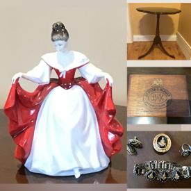 MaxSold Auction: This online auction features fine bone china, Royal Doulton, antique table, home decor, vintage magazines, signed wall art, antique costume jewelry, glassware and much more!