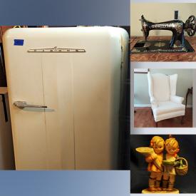 MaxSold Auction: This online auction features items such as Milk glasses, Brass Candle Holders, Anniversary Clock, Cross & Olive Crystal, Various China & Depression Glass, Jewelry Staging Display Kit, Pumpkin Counter Stools, Three Wooden Children's Chairs, Figurines, Large Blue Steamer Trunk, Singer Sewing Machine with Table, Vittsjo Laptop Stand, Ivory Armchair, Technics Brand Organ, Walk Fit and much more!!!