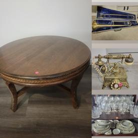 MaxSold Auction: This online auction features tables, vintage VHS tapes, fishing items, spurs, musical instruments, Dyson vacuum, soccer jerseys, sports cards, fishing items, electronics, phone, vintage Nintendo games, hanging punching bag, wall art, Waterford and much more!