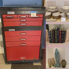 MaxSold Auction: This online auction features Roseville Pottery, Carnival Glass, Lenox Dishes, Wheelchair, Bocci Ball Set, Holiday Decorations, Power & Hand Tools, Hardware, Tool Chest, Art Glass, Air Compressor, Yard Tools, Jewelry, Lularoe Ladies Tops and much more!