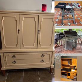 MaxSold Auction: This online auction features China cabinet, Oak dining table and chairs, beanie babies, cowboy boots, frog collection, pottery dishes, barware & wine rack, recliner chair, iPod, Mountain bike, air storage tank, musical instruments, scuba tanks and much more!