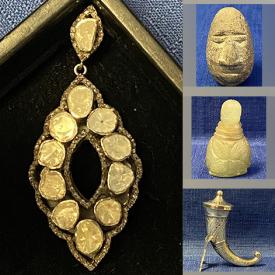 MaxSold Auction: This online auction in partnership with Classic Vintage Audio features Buddha Face Beads, Stone Head Carving, Perfume Bottles, Art Glass, Russian Enamel Wall Icons, Teacup/Saucer Sets, Brass Door Stop, Carved Jade Stamp, Silver Jewelry, Matryoshka Dolls and much more!