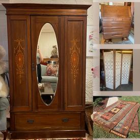 MaxSold Auction: This online auction features Area Rugs, Vintage Cedar Chest, Vintage Secretary Desk, Room Dividers, Vintage Armoire and much more!