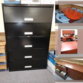 MaxSold Auction: This online auction features framed wall art, office electronics, conference table with chairs, file cabinets, manager’s desk, bookcases, credenzas, small kitchen appliances and more!