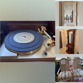 MaxSold Auction: This online auction features Lladro, Royal Doulton, Colclough, furniture such as Ethan Allen stereo cabinet, marble top cabinet, vintage Pulaski hall tree and Ethan Allen dining set, Sony DVD player, framed wall art, lamps, vinyl records, small kitchen appliances, golf clubs and much more!