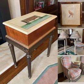 MaxSold Auction: This online auction features Upholstered Chairs, Pendelfin Collection, Crystal Stemware, Table Lamps, Lingerie Chest, Corner Desk, Framed Wall Art, Blanket Box, Pullout Sofa Bed, Hurricane Lamps, Handmade Quilts and much more!