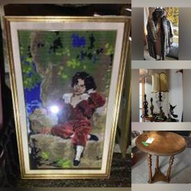 MaxSold Auction: This online auction features Framed Wall Art, Faux Fur Coats, Decorative Masks, Men's Watches, Collector Plates, Delftware, Vintage Glass Decanter, Stained Glass Light Fixture and much more!