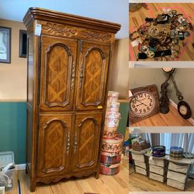 MaxSold Auction: This online auction features Solid Wood Cabinet, Oreck Air Purifier, Dehumidifier, Storage Units, Baskets, Art, Mirrors, Clocks, Picture Frames. Jewelry, Cookware, Bakeware, Milk Glass, Toaster Oven, Steam Vacuum, Wingback Chair and much more!