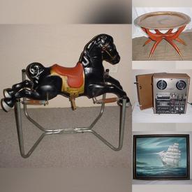 MaxSold Auction: This online auction features vintage Mobo ride on toy horse, framed watercolour paintings, vintage radios, floor lamps, Casio keyboard, hand tools, stereo receivers, DVD players, musical instruments such as Yamaha flute, alto saxophone, and Leblanc clarinet and much more!