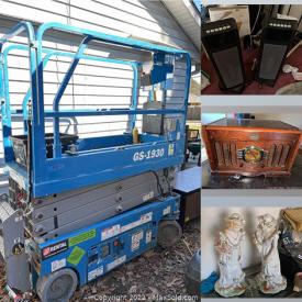 MaxSold Auction: This online auction features Scissor Lift. Bicycles, Patio Table, Turkey Fryer, Lawnmower, Yard Tools, Asian Artwork Inlay Tables, Figurines, Art Glass, 4-poster Bed, Jewelry Cabinet, Small Kitchen Appliances, Jewelry, Power Tools, LPs, RC Cars and much more!