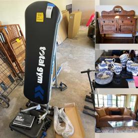 MaxSold Auction: This online auction features furniture such asa TV cabinet, chairs, bedframe, end table, lounge chairs, synthetic rattan chair, patio table, desk, cabinet, dining table, dining chairs, wardrobe, chair, sofa, bench, wicker chairs and more, total gym, music equipment, artificial plants, mirror, Asian themed decor, Johnson Bros, Spode, Royal Doulton, Franciscan china, small kitchen appliances, Wedgwood, books, framed prints, Celestron telescope, patio umbrella, silver cufflinks, outdoor rug and much more!