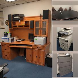 MaxSold Auction: This online auction features furniture such as file cabinets, tables, office chairs, conference table, office desk, Clayton Marcus loveseat and more, office items, electronics, speakers, law books, frames, Kyocera copy machine, Avaya phones and more!