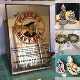 MaxSold Auction: This online auction features Costume Jewelry, MCM Barrel Chair, Art Glass, Musical Figurines, Vintage Advert Mirrors, MCM Crystal Ashtrays, Ladies Ski Boots Chinese Satsuma Vase, Head Vase, Art Pottery, Dickens ware Teapot, Vintage Marionettes, Teacup/Saucer Sets and much more!