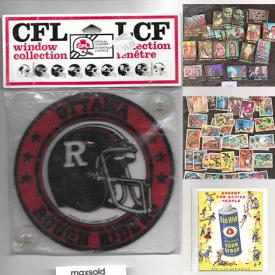 MaxSold Auction: This online auction features Sports & Non-sports Trading Cards, Sports Memorabilia, Comics, Vintage Magazines, Miniature Lead Figurines, LPs, Vintage Die-Cast Vehicles, Sports Jerseys, Costume Jewelry and much more!