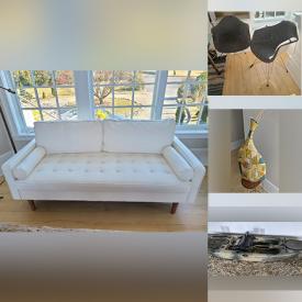 MaxSold Auction: This online auction features Vases, Outdoor Umbrellas, Floor Lamps, Modern Sofa, Sculptures and Bookends, Mirrors, Sideboard, Tea Container and Jewish Wine Cup, Modern Chairs, Sewing Machine, Ladders, Power Washer, Canoe and much more!