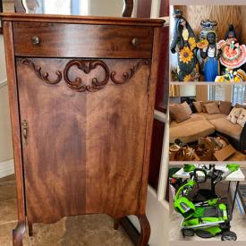 MaxSold Auction: This online auction features an Oak cabinet, patio chair and ottoman, Mexico dish set, Kitchen appliances such as Brita water filter pitchers, rice steamer, crockpot, bread maker, potato cutter, Nissan car parts, Greenworks Mower, tools and much more!