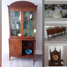 MaxSold Auction: This online auction features furniture such as a vanity table, Irwin server cabinet, china cabinet, coffee table, chairs and more, Royal Worcester china, Royal Crown Derby, silverplate, mirror, lamps, decor, Birks sterling, decanter set, clock, mink jacket and much more!