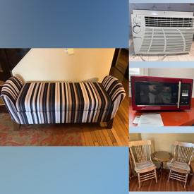 MaxSold Auction: This online auction features Storage Tables, Wall Art, Settee Storage, Module storage system, Steamer, Console Table, Faux Florals And Vase, Beverage Dispenser, Maytag Air Conditioner, Microwave Oven, Vintage Kitchen Table, Chairs And Table, Lighting, IBM typewriter, Loveseat Sleep Sofa, Slide And Movie Projector, Fireplace Tools, Aquarium, Bed Frame and much more!