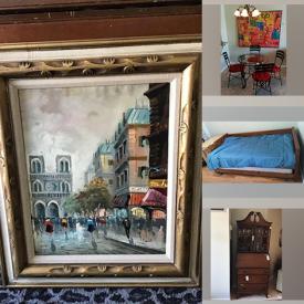 MaxSold Auction: This online auction features framed original art, furniture such as secretary desk, MCM chairs, bistro set, queen-size bed, an antique dresser, small kitchen appliances, glassware, pottery, Christmas decor, CDs, DVDs, lamps and much more!