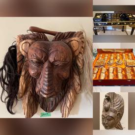 MaxSold Auction: This online auction features wood carvings, wall masks, calligraphy set, Asian-themed figurines, guitars, projection TV, DVDs, printer, tea sets, incense holders, outerwear, new Gypsona, massage table and much more!