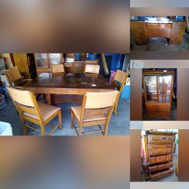 MaxSold Auction: This online auction features various items such as Art Deco Dinning Table With Six Chairs, Art Deco Buffet, Wood China Cabinet, Wood Dresser, Cookie Jars and Sitting Room Chair.