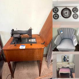 MaxSold Auction: This online auction features Drexel vanity and dresser, Mid-century end table, Vintage jewelry, Holloware Tea set, Vintage Milk lamp, International stamp collection, bird feeder and much more!