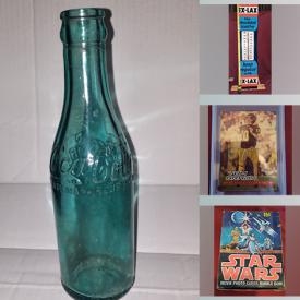 MaxSold Auction: This online auction features Coca-Cola collectibles, Batman pocket novels, 1989 Trading cards, Marvel trading cards, Marvel comics, Classic Hockey set, Super bowl Comic book special, Michael Jackson trading cards, Star Wars figures, Antique water bag, and much much more!