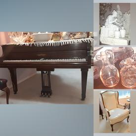 MaxSold Auction: This online auction features Chickering baby grand piano, furniture such as Stern's sofa, Thomasville armoire, desk, chairs, bakers rack, and shelving, electronics such as Mirage standing speakers, home décor such as framed art, rugs, figurines, Depression glass, crystal, and hand bells, silverplate such as trays, bowls, and creamer, mobility aids such as walkers, ceramics such as Noritake, Tienshan, Ming Royale, Crown Staffordshire, and Royal Windsor and much more!