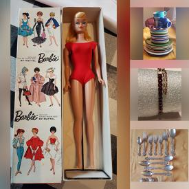 MaxSold Auction: This online auction features silverplate, 10k jewelry, vintage Barbie, Royal Doulton, costume jewelry, Fiestaware, vintage LPs, small kitchen appliances and much more!