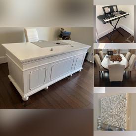 MaxSold Auction: This online auction features Vases, Desk, Office chair, Yamaha Piano, Microwave And Whirlpool Fridge, Dining Table And Chairs, Coffee Dispenser, Leather Ottoman, Couch, Cabinet, Jewelry Hangers and much more!