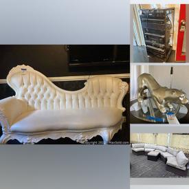 MaxSold Auction: This online auction features Ornate Mirrors, Electronics Cart, Portable Air Conditioner, Sleigh Bed, Mirrored Nightstands, Carved Settee. King Chair, Patio Sectional, Ducane BBQ, Metal Plant Fencing, Propane Patio Heater, Planters, Flat Screen TVs, Barware, Window Panels, Keurig, Dinnerware, Microwave and much more!