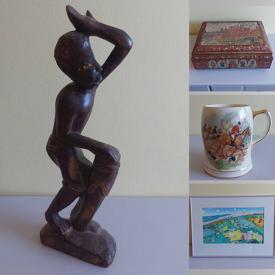 MaxSold Auction: This online auction features Art Pottery, Wood Sculpture, Vintage Lighting, Antique Books, Steins, Small Kitchen Appliances, Pet Products, Frane Lessac Prints, Art Glass, Comics, Vintage Jewelry, Bicycle and much more!