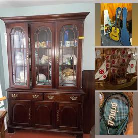 MaxSold Auction: This online auction features a keyboard and bench, secretary desk, wooden chest, wine racks, typewriter, cameras, pool table and accessories, treadmill, weight bench, washer & dryer, cleaning supplies, freezer, snow blower, lawnmower, tools and so much more!!!