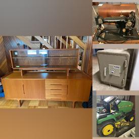 MaxSold Auction: This online auction features furniture such as a teak buffet, stools, teak wall unit, leather seating, teak tables, media cabinet and more, kitchenware, small kitchen appliances, Sharp CD Player and speakers, electronics, decor, books, glassware, Belfor china, camera, Preziosa binoculars, Instamatic cameras, original art, stationary bike, Singer sewing machine, MCM lamps, crafting supplies, leather making supplies, drafting supplies, tools, Rockwell arbor saw, hardware, Sentry combination safe, John Deere lawn tractor, tractor trailer, Toro snowblower and many many more!