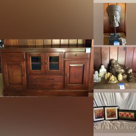 MaxSold Auction: This online auction features leather club chairs, Buddha figurines, ceramic molds, toys, garden pots, studio pottery, art glass, table lamps, framed wall art, patio furniture, garden statue, cobalt glass, Madame Alexander dolls, floral craft supplies, dollhouse, collector plates, small kitchen appliances, vinyl records and much more!