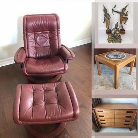 MaxSold Auction: This online auction features Royal Doulton, crystal ware, silver plate, Delft, furniture such as leather recliner, leather couch, wooden dresser, teak sideboard and rattan dining set, glassware, lamps, home decor, signed art, small kitchen appliances, Kenmore freezer and much more!