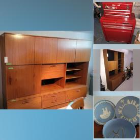 MaxSold Auction: This online auction features furniture such as tables, chairs, vanity, dresser, vintage china cabinet, wood-framed bed, stand with mirror and more, prints, TV and other electronics, china, Pyrex bowls, Wedgwood, TV, vases, two-piece tool chest, decor and much more!