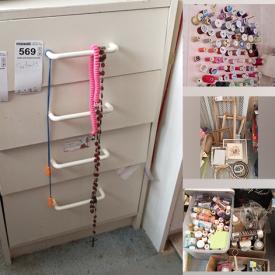 MaxSold Auction: This online auction features a mirror, fireplace screen, kitchen appliances, fabrics, bench, cabinet drawer, sewing materials, crafting appliances, paint and brushes, frames, table, organizers, books and much more!