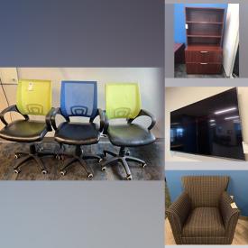 MaxSold Auction: This online auction features Tables, Chairs, Whiteboard, File Cabinet Shelf, L-Shaped Desk, Cork Board, Bookcase, TV, Cubicles, File Cabinet and much more!