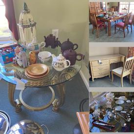 MaxSold Auction: This online auction features umbrella Stand, grandfather clock, wall art, photo frames, table, mirror, cutting mat, office supplies, Wingback Chair, weights, dining table, cabinet, wine rock, glassware and much more!