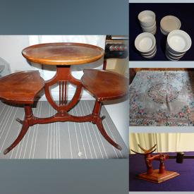 MaxSold Auction: This online auction features crystal stemware & serving pieces, area rugs, copper containers, Folk artwork, garden urns, teacup/saucer sets, studio pottery, tea sets, slipper chair and much more!