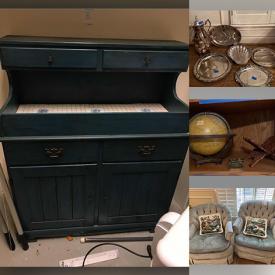 MaxSold Auction: This online auction features a dining buffet, Mahogany armchairs, Chaise lounge, kitchen appliances such as stand mixer, pasta maker, Italian books, wicker and bamboo baskets, costume jewelry, fishing rod, tools and much more!