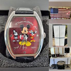 MaxSold Auction: This online auction features sterling silver jewelry, Sunlite drum set, vintage Mickey Mouse watch, Lenox, collectibles such as US currency, US stamps, and USA flag, furniture such as Pulaski hall tree, vintage rolling chair and media center, children’s toys, area rugs, storage unit, framed wall art, small kitchen appliances, Canon printer, outerwear and much more!