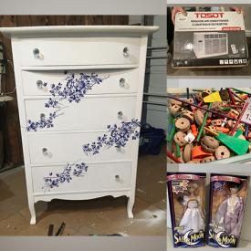 MaxSold Auction: This online charity auction features Royal Doulton, light fixtures, children’s toys, Hamilton Beach fridge, furniture such as wood dresser, cabinet, leather office chair, and bar stool, linens, books, workout bench, framed wall art, costume jewelry, LPs, DVDs, vintage toys, small kitchen appliances and much more!