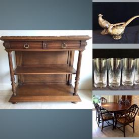 MaxSold Auction: This online auction features a Chippendale Wingback Chair, Buffet Table, Baby Grand Piano, Gold French Mirror, Crystal decanter, English platter, Brass horn, African Wood Mask, steamer, Antique Victorian Bird Cage, Antique washboard, Treadmill and much more!