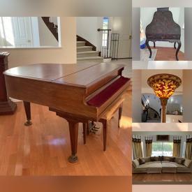 MaxSold Auction: This online auction features Baby Grand Piano, Writing Desk, Torchieres, Platform Bed, Sectional Sofa, TV, Printer, Dining Room Table & Chairs, Dressers, African Mask and much more!