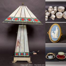 MaxSold Auction: This online auction features Tiffany Style Stained Glass Table Lamps, Teacup/Saucer Sets, Studio Pottery, Silver Necklaces, Watches Wool Rug, Inuit Art, Costume Jewelry, Stamps, Vintage Fur Coats and much more!