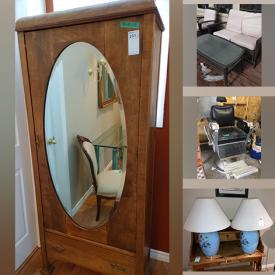 MaxSold Auction: This online auction features Sewing Table, Setee And Table, Dehumidifier, Lamp, Bottles And Cans, Cameras Plus, Barber Chair, Lawn Decor, Dishes, Vintage decor items, Insulators, Lights And Rods and much more!