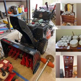MaxSold Auction: This online auction features furniture such as bookshelves, futon, side table, hutch, sideboard, dining table, dresser and more, model kits, kitchenware, small kitchen appliances, Samsung TV, sterling silver, Troy Bilt snowblower, portable grinder, yard tools, Central Pneumatic air compressor, Kenmore freezer and much more!