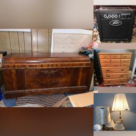 MaxSold Auction: This online auction featires Belleek, Capodimonte, Hummel, crystal ware, framed wall art, furniture such as entertainment center, La-Z-Boy recliner, wood dressers, side tables, china cabinet, and dining table, Peavey amp, Magnavox stereo, lamps, vintage board games, yard tools, costume jewelry, children’s toys and much more!